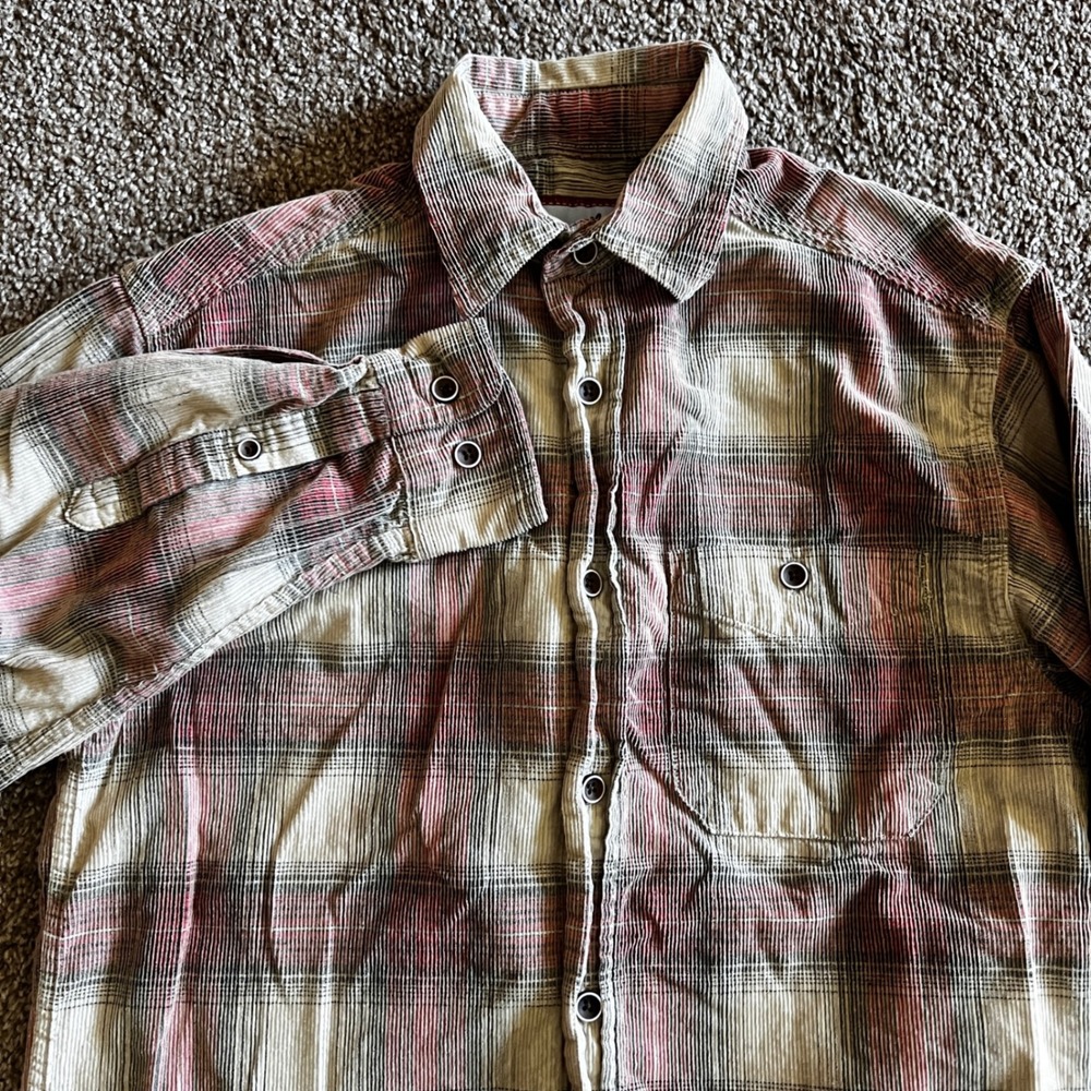 Scully Mens Plaid Corduroy Button Up Shirt‎ Long Sleeve Casual Small 0389